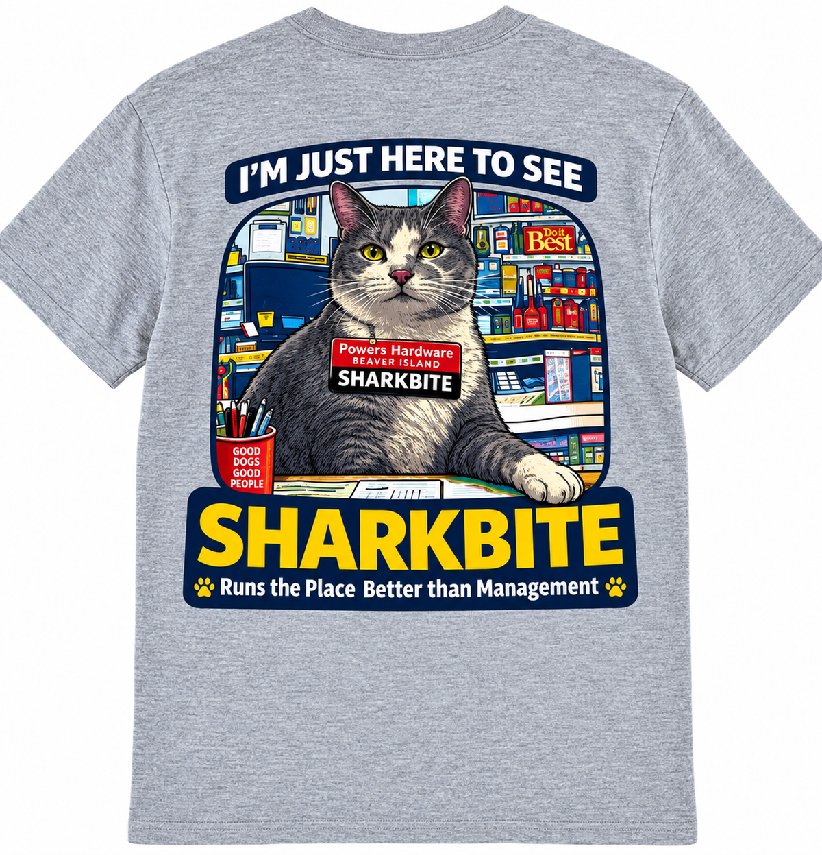 Heather grey Sharkbite youth t-shirt, full back print